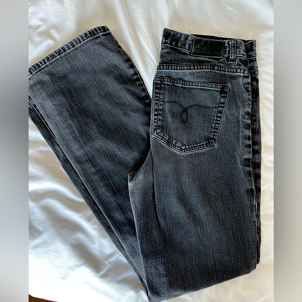 Lauren Jeans Co. Ralph Lauren classic bootcut jeans in black denim, sz 8.